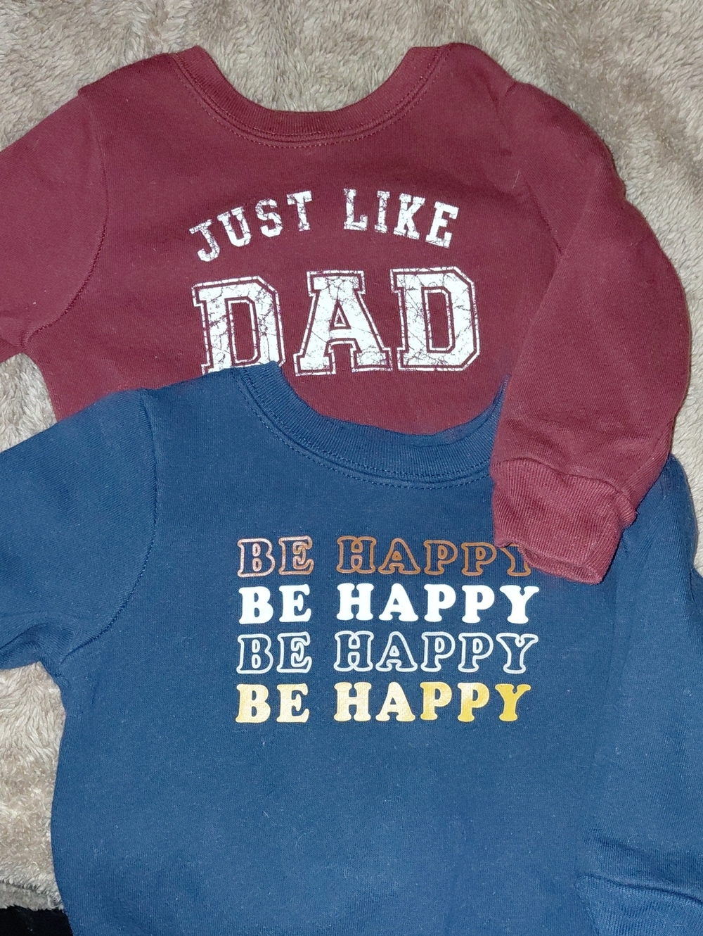 Garanimals Maroon 'Just Like Dad' & Navy 'Be Happy' Long-Sleeve Tees